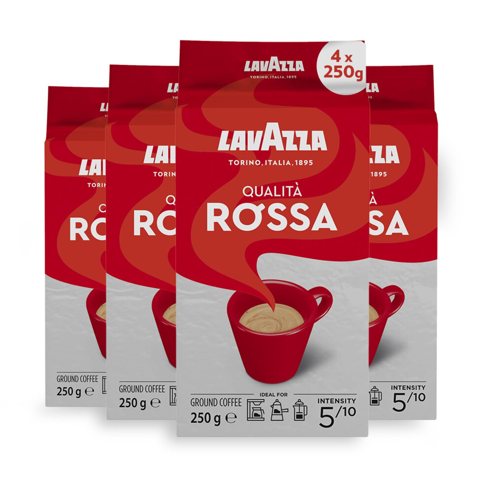 Lavazza Qualit? Rossa Ground Coffee, Medium Roast, 250 G Each, 4-Pack