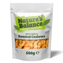 Nature?s Balance Roasted Cashew Nuts 500g Hot Chilli Flavour | Gourmet Whole Cashews with a Bold Perfectly Spicy Flavour | Crunchy & Fresh in