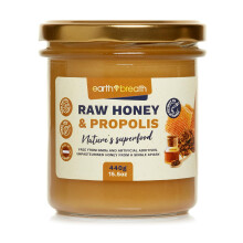 Earthbreath Honey with Propolis - 440g - Raw, Pure, Natural - Healthy Immunity Support - Free from Any Artificial Additives