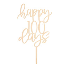 LOVENJOY Happy 100 Days Cake Topper Rustic Wood Baby Boy Girl One Hundred Days Baby Shower Party Cake Decoration, Gift-Boxed
