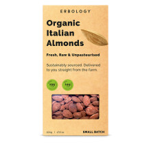 Erbology Organic Almonds 500g - Fresh, Raw and Unpasteurised - Small Batch - Sustainably Sourced Straight from Farm in Italy - GMO-Free - Recyclable
