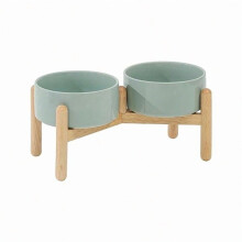 Ceramic Raised Dog Bowl with Stand 6.1 Inch Light Green 28