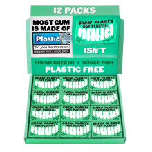 Nuud Plastic Free Chewing Gum | Plant Based | Aspartame Free | Xylitol | Biodegradable | Sugar Free Chewing Gum | 12 Packs of 9 Pieces (Spearmint)