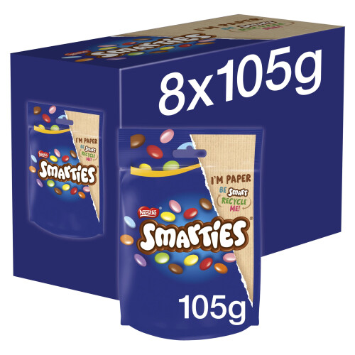 Smarties Milk Chocolate Sharing Bag, 8 x 105 g