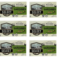 Select Sardines in Olive Oil Skinless Boneless Sustainably Harvest Pack 6 x 124g