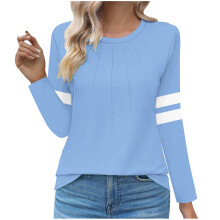 Top de mujer de cuello redondo a rayas, suave, ligero y transpirable – Ideal para ocasiones informales y de fin de semana.
