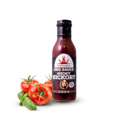 Poppamies BBQ Smoky Hickory - American Style Smoky Barbecue Sauce Without additives, Great for Burger and Ribs- Spiciness: 0/10-410g