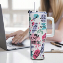 40 oz Stainless Steel Letter-Print Tumbler