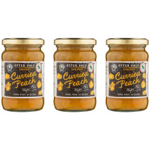 Otter Vale - Curried Peach Chutney, peach fruitiness with a hint of curry spice, hand-made in Devon, gluten-free, 300g glass jar x 3