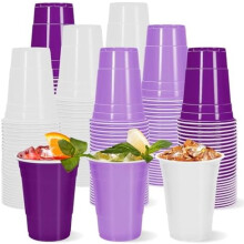 60 pcs 16 oz Coloured Plastic Cups – Pink, Orange, Hot
