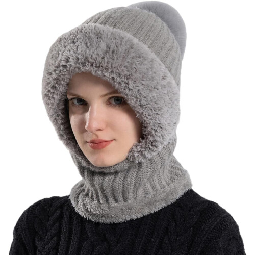 Gorro de inverno feminino com forro de lã