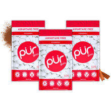 PUR Gum | Sugar Free Chewing Gum | Made with Xylitol | Vegan, Aspartame Free, Gluten Free & Keto Friendly | Natural Cinnamon Flavoured Gum, 55 Pieces