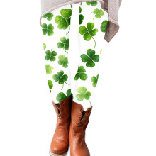 Women's St. Patrick's Day Leggings – Watercolor Clover Design, Mint Green Yoga Pants for Casual, Loungewear & Workout – 3XL, compatible with all