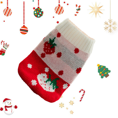 Weihnachtspullover für Hunde – Roter Rentier-Schneeflocken-Strickpullover, Größe 2