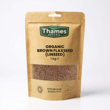 Organic Brown Flaxseed High Fiber, Omega-3s, Non-GMO, 100% Natural, Vegan, No Additives or Preservatives, Superfood ? Thames Organic (1kg)