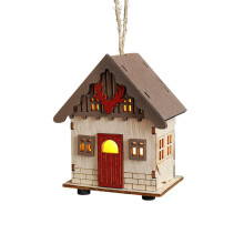 Wooden Christmas Hut Ornament with LED Lights