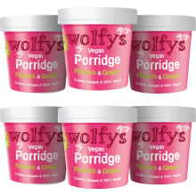 Wolfys Vegan Porridge with Rhubarb & Ginger Jam, 84g (Packof 6)