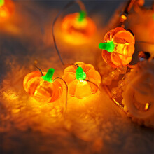 Halloween pompoen lichtslinger, LED op batterijen, 10/20/30 LED's voor binnen/buiten decoratie, kostuums en feestjes