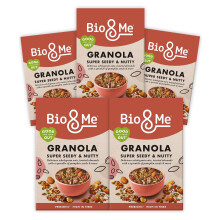 Bio&Me Super Seedy and Nutty Granola 5-Pack (5 x 360g) ? Vegan, High Fibre, No Added Sugar, Gut-Loving Breakfast Cereal