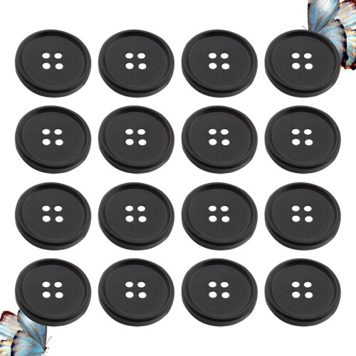 100 sorte runde harpiksknapper, 4 huller, 1,5 cm