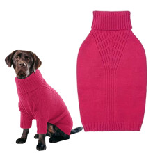Dog Sweater, Thermal Knit Turtleneck for Extra Large Dogs, Stretchy Cold Weather Outfit, Rose Red 4XL, Compatible with Pitbull