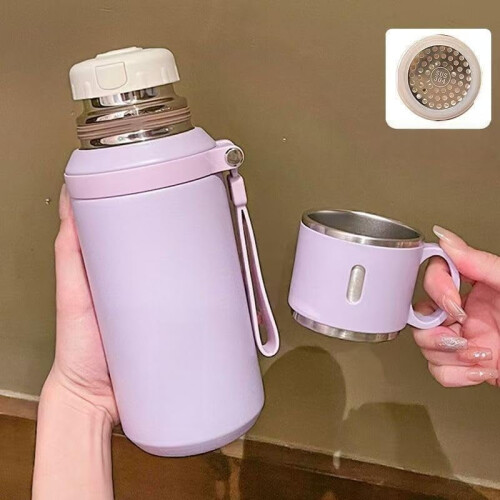 Vakuumisolierte Edelstahlflasche mit Deckel (2-in-1) 1