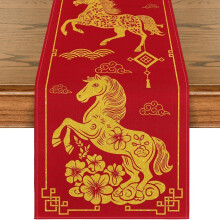 Tischläufer mit chinesischem Tierkreiszeichen-Pferd, 13 x 47 Zoll
