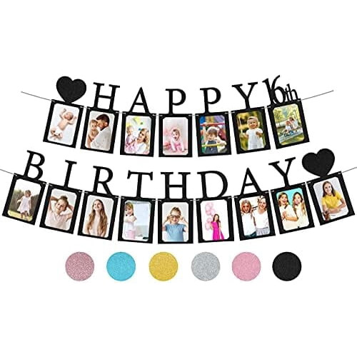 Μαύρο προσυναρμολογημένο banner Sweet16Photo16Frames