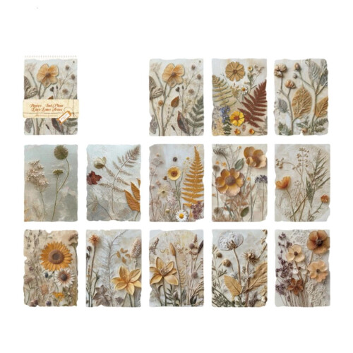 Blomsterpræget kunstpapir scrapbog 23 ark