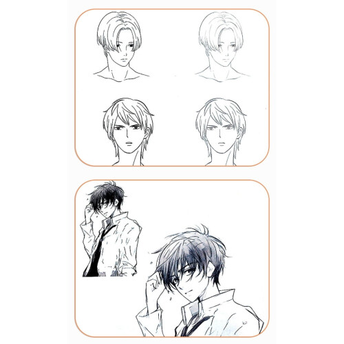 Μπλοκ σχεδίασης κόμικς με χαρακτήρες anime με πολλαπλά πρότυπα για μαθητές και 2