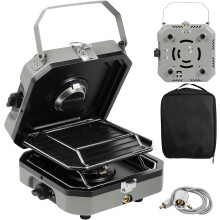 Réchaud de camping pliable à propane à 2 brûleurs avec plaque de cuisson