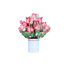 Carte de vœux 3D motif fleurs sauvages avec fleurs de cerisier roses