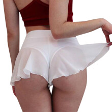 Shorts-saia curtos sem costura com babados, cintura alta com efeito "empina bumbum", legging modeladora para academia feminina – Branco, 5XL