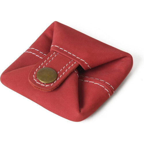 Δερμάτινη Θήκη για Ψιλά Μίνι Πορτοφόλι για Άνδρες και Γυναίκες (Κόκκινο, Πακέτο 1 1
