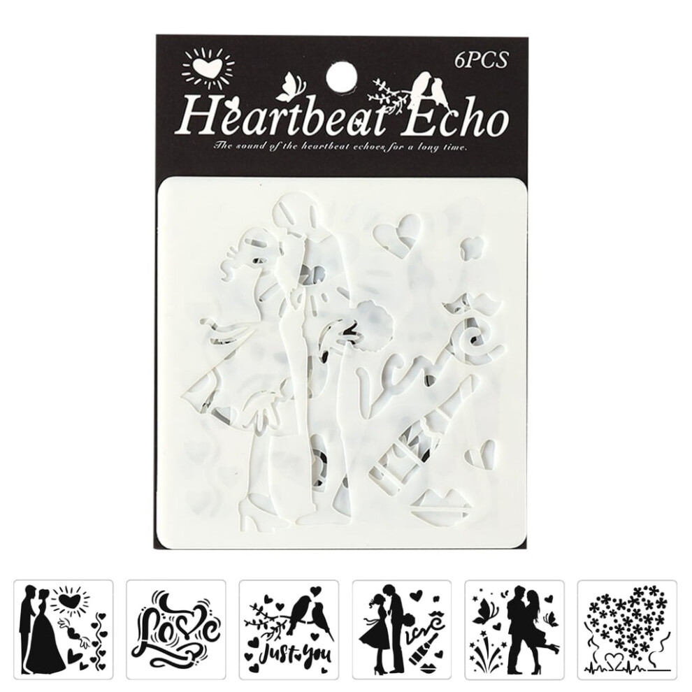 6-Piece Pet Couple Stencil Set Â Heart Designs 9499224411456