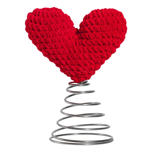 Knitted Heart Christmas Tree Topper