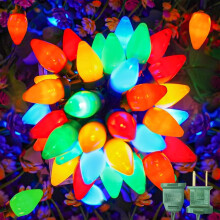 Luces navideñas LED C7 de 9,5 metros (31 pies), 50 bombillas, para interior y exterior.