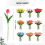 Tulipani artificiali in seta con vaso di plastica, confezione da 20 pezzi 3