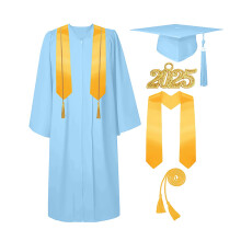 Ensemble de toque et de robe de remise de diplômes 2025 avec pompon et cordon d'honneur, étole de remise de diplômes pour lycée, université et