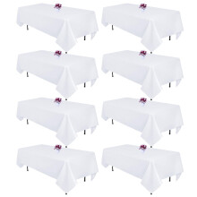 8 Pack White Polyester Tablecloths 60x102 in