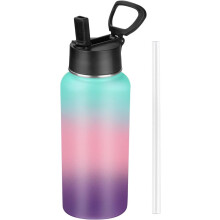 Bouteille d'eau isotherme 950 ml Ă large ouverture avec paille