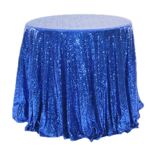 Glitter Round Tablecloth 47x47 in Blue