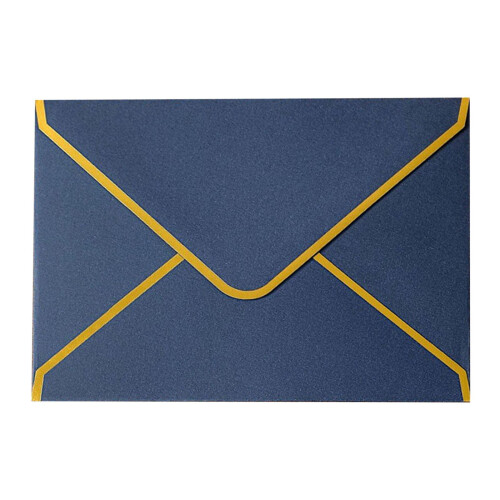 Dark Blue Triangular Envelopes Gold Stamped V-Flap 6.9 inch