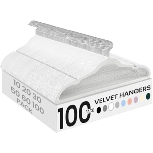 Velvet Hangers 60-Pack, Swivel Hook, Shoulder Notches, 0.6