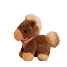 Niedliches Pony-Plüschtier mit kariertem Schal, 30 cm