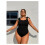 Black ribbed one-piece swimsuit for plus size with bow 1