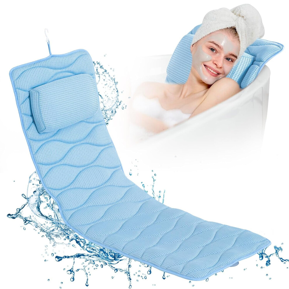 Full Body Bath Pillow with 21 Suction Cups and Quick-Dry 5D
