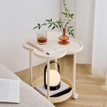 Rolling Bedside Table White 1319.2 Inch 2-Tier
