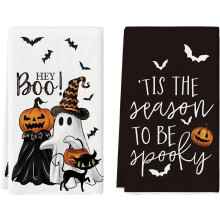 Lot de 2 torchons de cuisine Halloween – 40 x 60 cm
