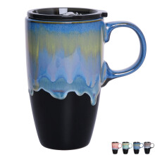 Mug de voyage en céramique avec poignée et couvercle, 532 ml (18 oz).